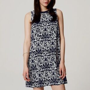 LOFT Black and White Sheath Dress Halter Neckline Sleeveless